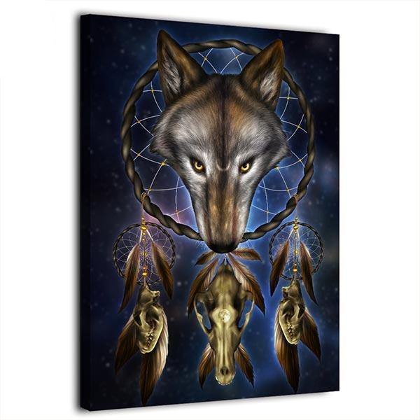 Wolf Wall Art Dreamcatcher | Wolf-Horde-35x50cm-