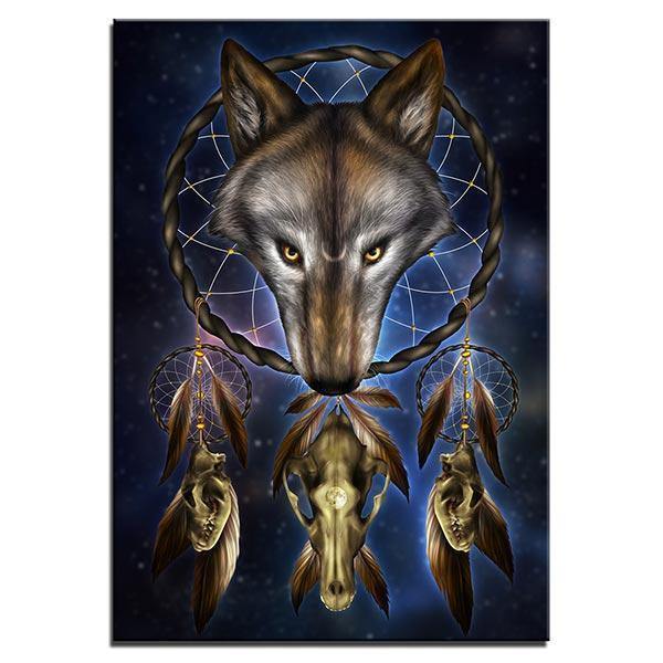 Wolf Wall Art Dreamcatcher | Wolf-Horde-35x50cm-