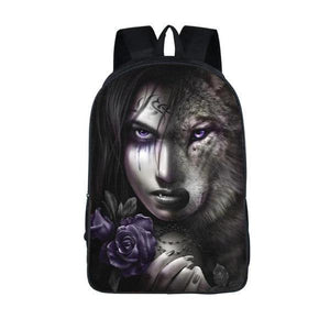Wolf With Rose Backpack | Wolf-Horde evil Rose