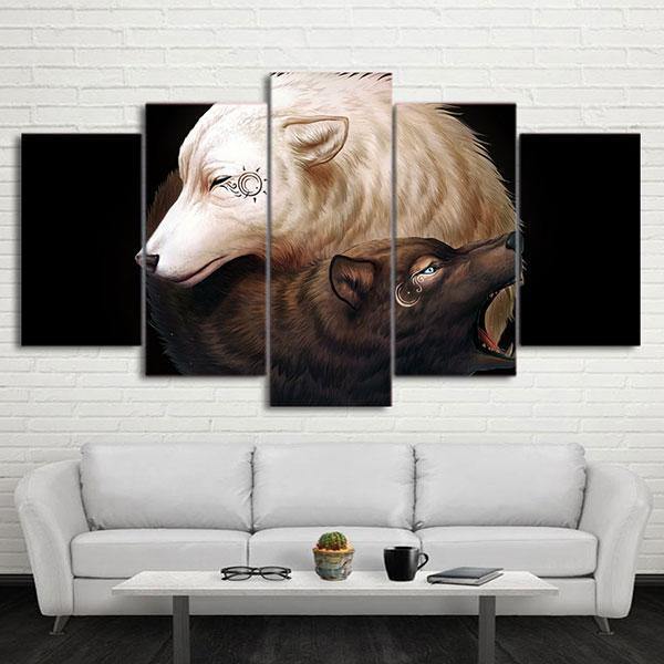 Wolf Yin And Yang Art | Wolf-Horde-Large-With Frame-