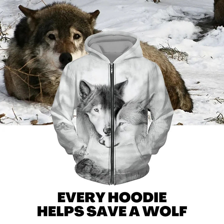 Zip up wolf hoodie sale