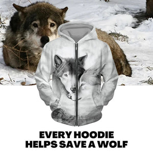 Wolf Zip up Hoodie Save a Wolf | Wolf-Horde