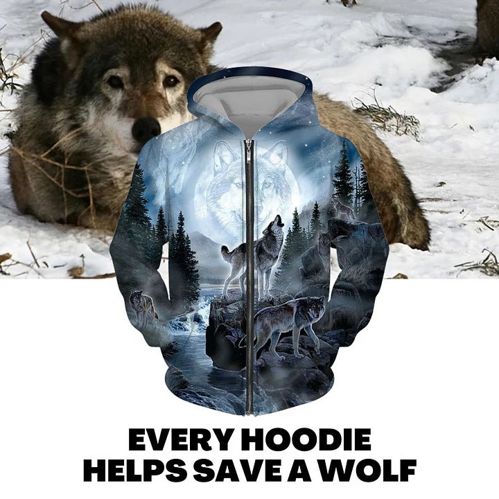 Wolf Zip up Hoodie Save a Wolf | Wolf-Horde