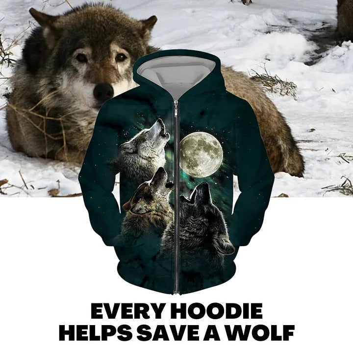 Wolf Zip up Hoodie 